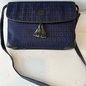 Fendi Dark Blue shoulder Bag with Logo monogram